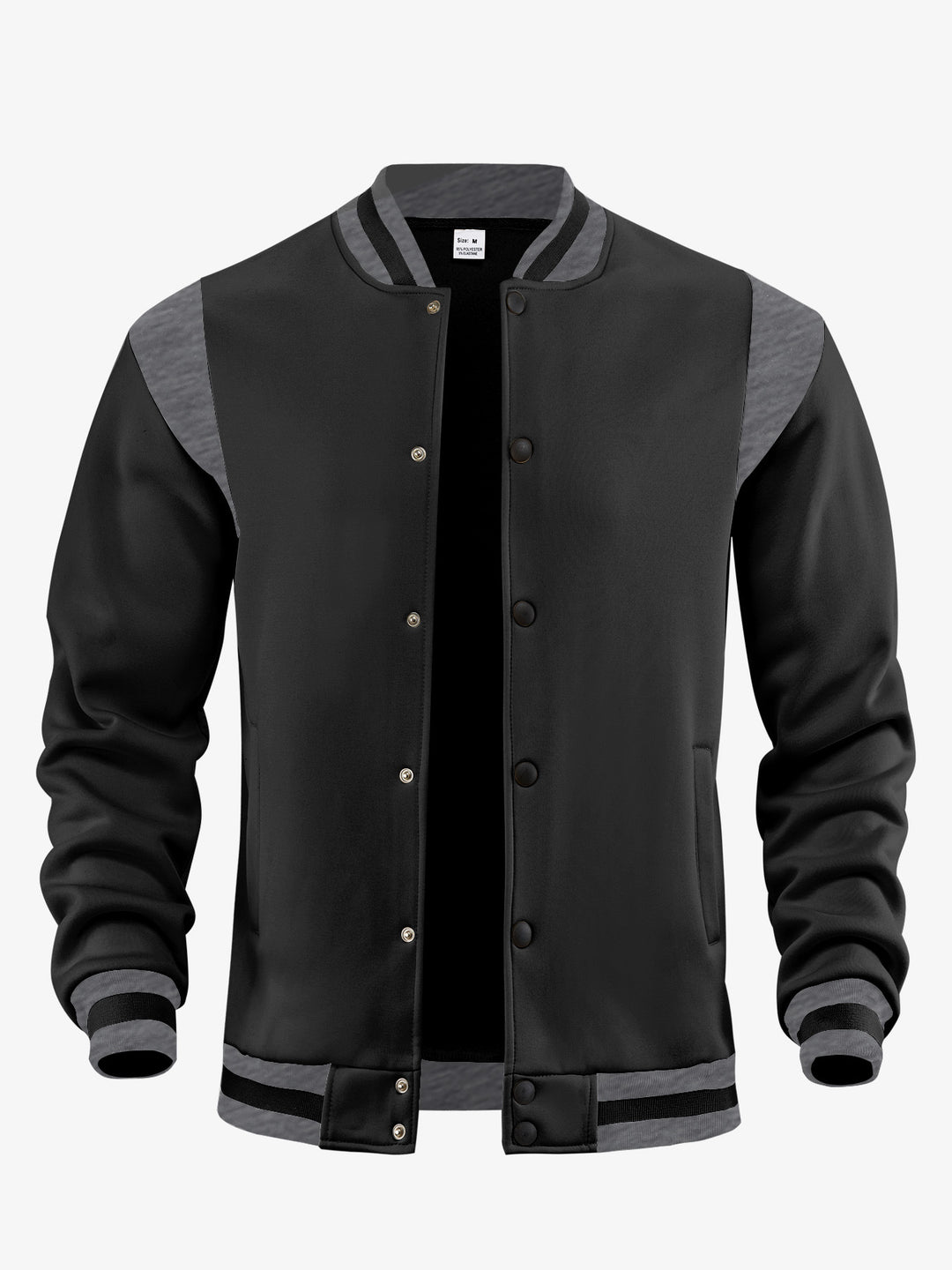 Herren nan legere Baseballjacke in Sweatqualität mit Druckknopfleiste geripptem Kragen und kontrastierendem Schulterbesatz Echo Archiv