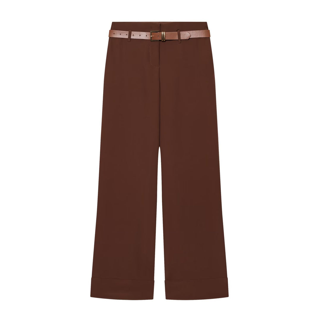 Damen Hochtaillierte Wide‑Leg‑Hose mit Bügelfalte, Gürtelschlaufen und verdeckter Knopfleiste Echo Archiv