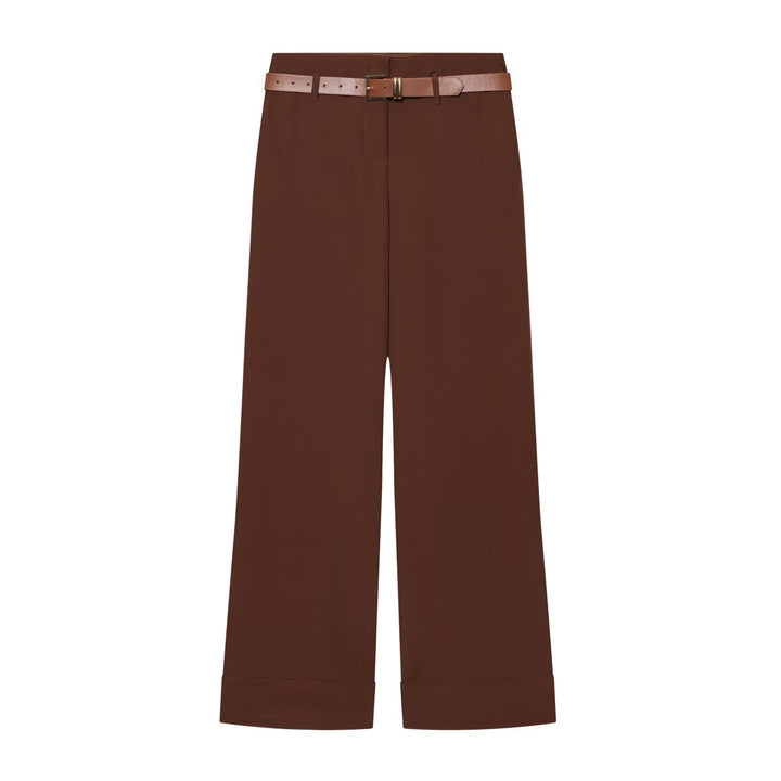 Damen Hochtaillierte Wide‑Leg‑Hose mit Bügelfalte, Gürtelschlaufen und verdeckter Knopfleiste Echo Archiv