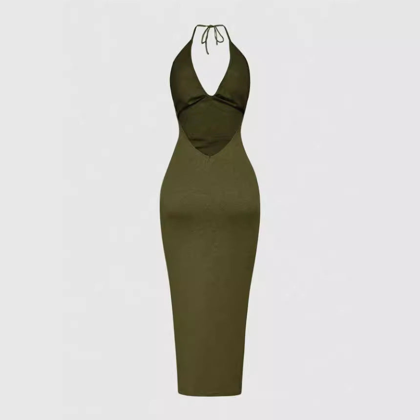 Damen Elegantes Maxikleid mit tiefem V-Ausschnitt und Raffung Echo Archiv