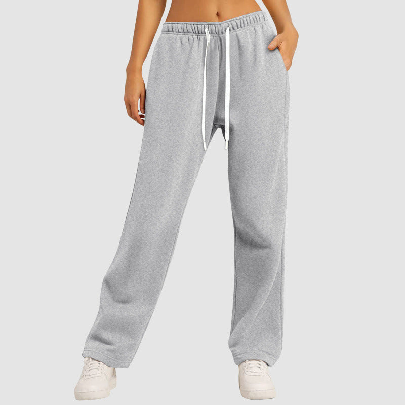 Damen nan lässige Loungehose mit geradem Bein extra langem Tunnelzug und tiefem Schritt Echo Archiv