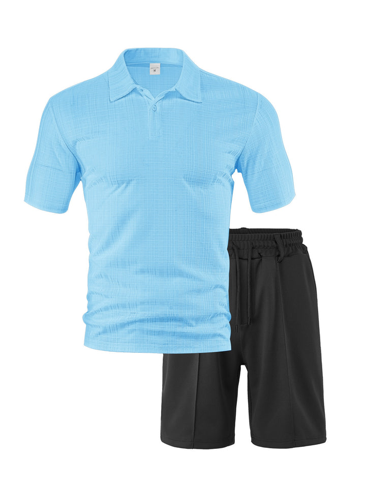 Herren sportliches Polo- und Shorts-Set mit atmungsaktivem Material Echoarchiv