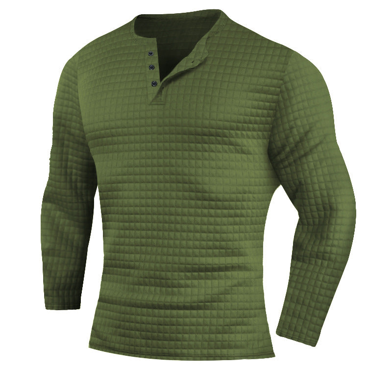Herren langärmliges Henley-Shirt mit strukturiertem Design Echoarchiv