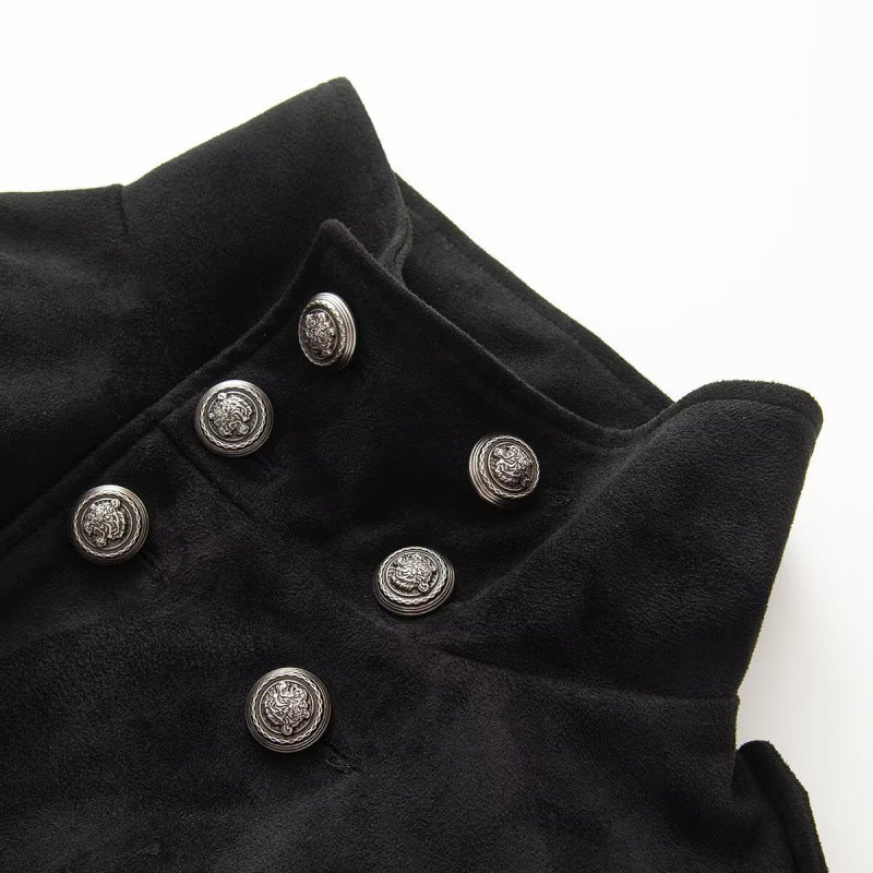 Damen Kurzgeschnittene Taillierte Militärblousonjacke mit hohem Stehkragen, doppelreihigen Metallknöpfen und Schulterriegeln Echo Archiv
