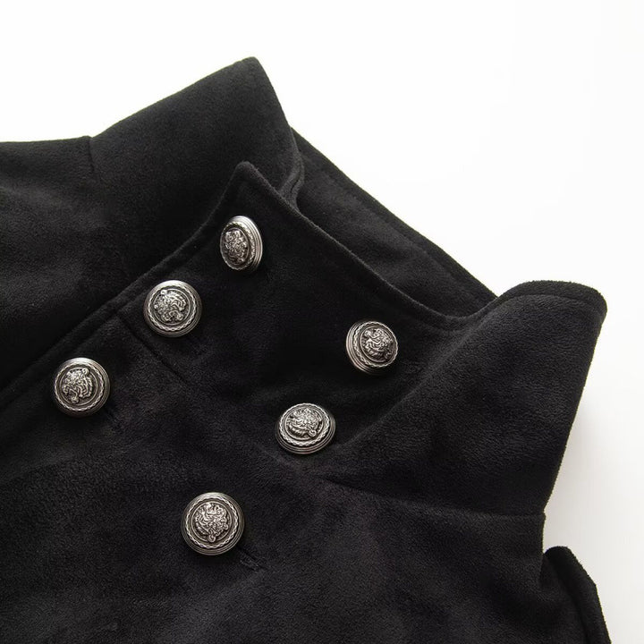 Damen Kurzgeschnittene Taillierte Militärblousonjacke mit hohem Stehkragen, doppelreihigen Metallknöpfen und Schulterriegeln Echo Archiv