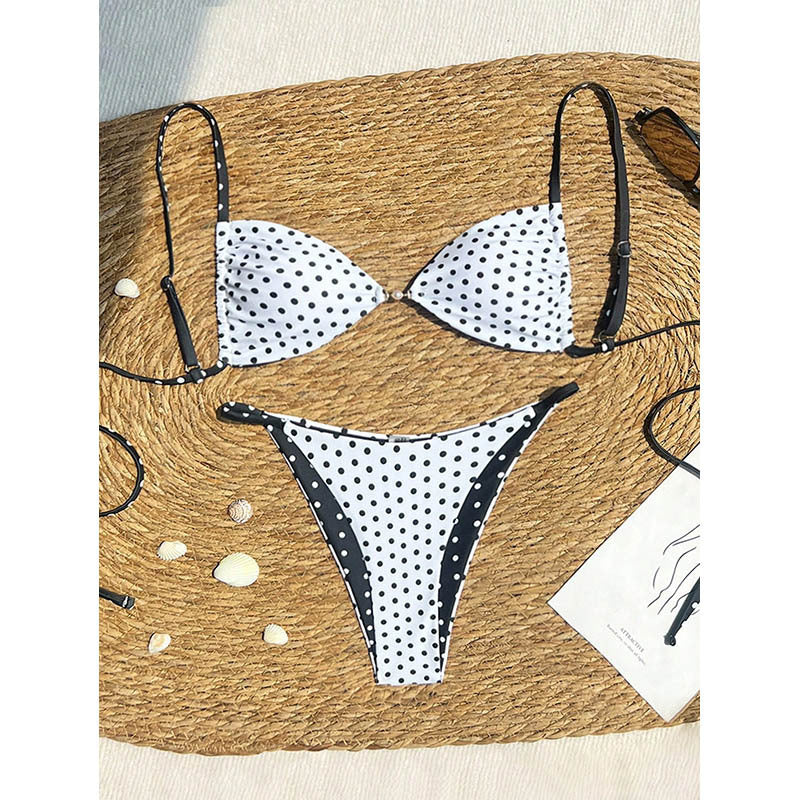 Damen Triangel-Bikini mit peppigem Punktmuster und verstellbaren Trägern Echo Archiv