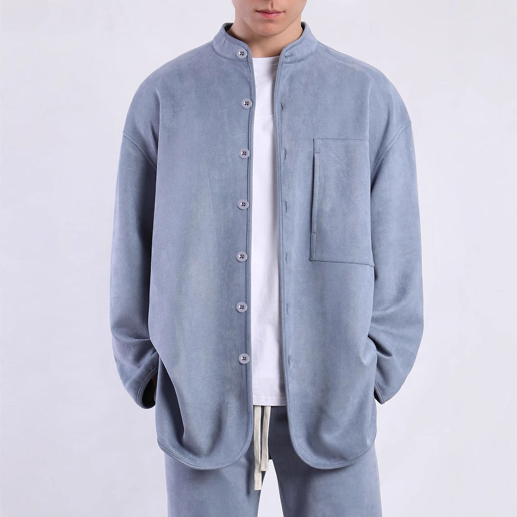 Herren  Modische Überhemdjacke mit praktischer Brusttasche und modernem Stehkragen Echoarchiv