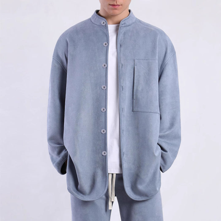 Herren  Modische Überhemdjacke mit praktischer Brusttasche und modernem Stehkragen Echoarchiv