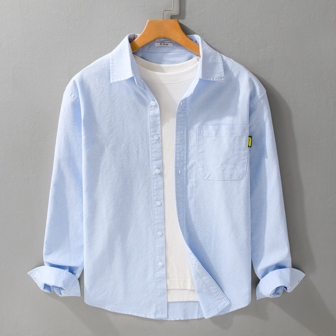 Damen Leichtes Baumwoll-Overshirt mit Kentkragen, aufgesetzter Brusttasche und Relaxed-Fit Echoarchiv