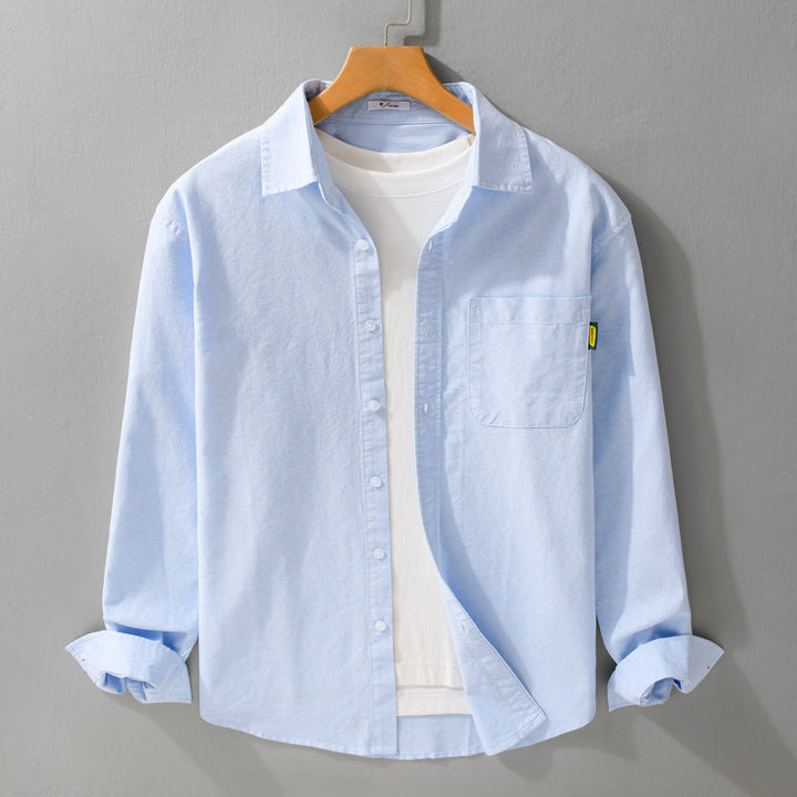 Damen Leichtes Baumwoll-Overshirt mit Kentkragen, aufgesetzter Brusttasche und Relaxed-Fit Echoarchiv