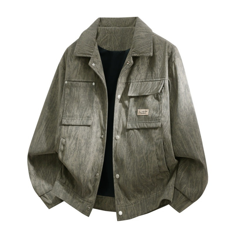 Herren Utility-Overshirt aus Vintage-Optik mit Druckknopfleiste, Pattentaschen & gebürsteter Struktur Echoarchiv