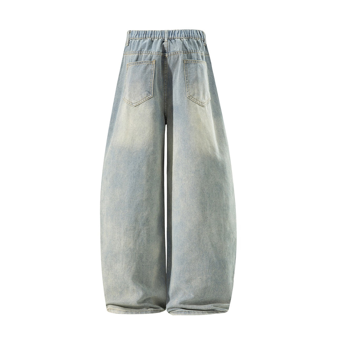 Damen Weite High‑Waist Baggy‑Jeans mit Ballon‑Silhouette und Used‑Waschung Echoarchiv