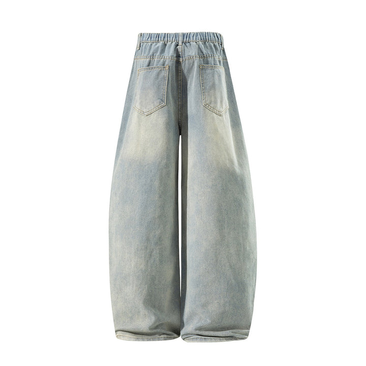 Damen Weite High‑Waist Baggy‑Jeans mit Ballon‑Silhouette und Used‑Waschung Echoarchiv