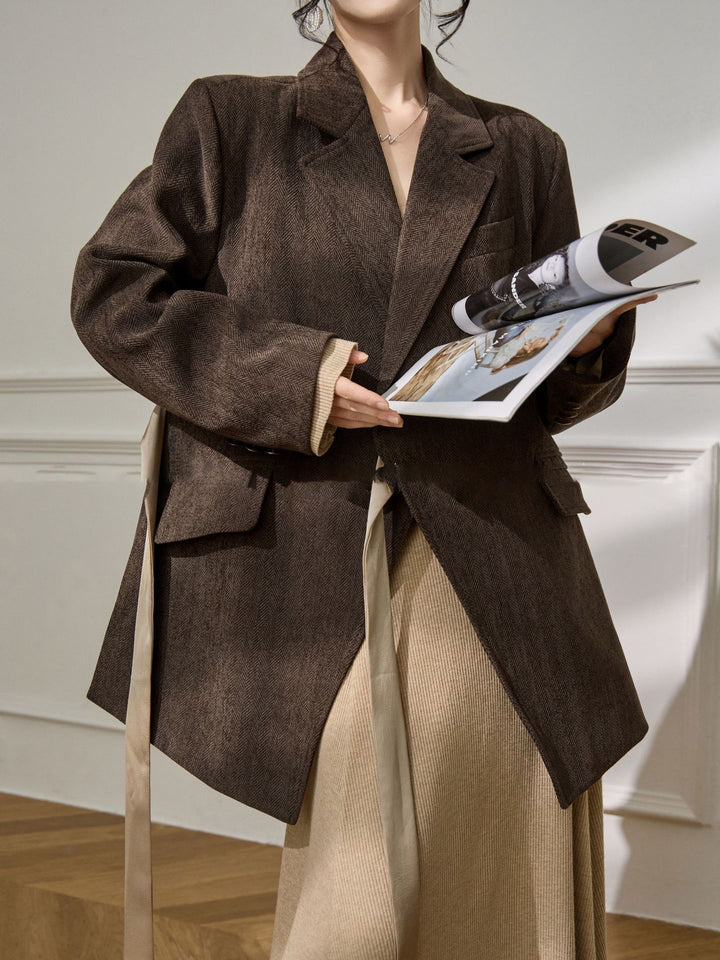 Damen Eleganter und vielseitiger Blazer mit Taillengürtel Echoarchiv