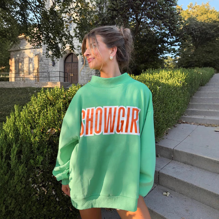 Damen nan weites Sweatshirt mit hohem Kragen und auffälligem Frontprint Echo Archiv