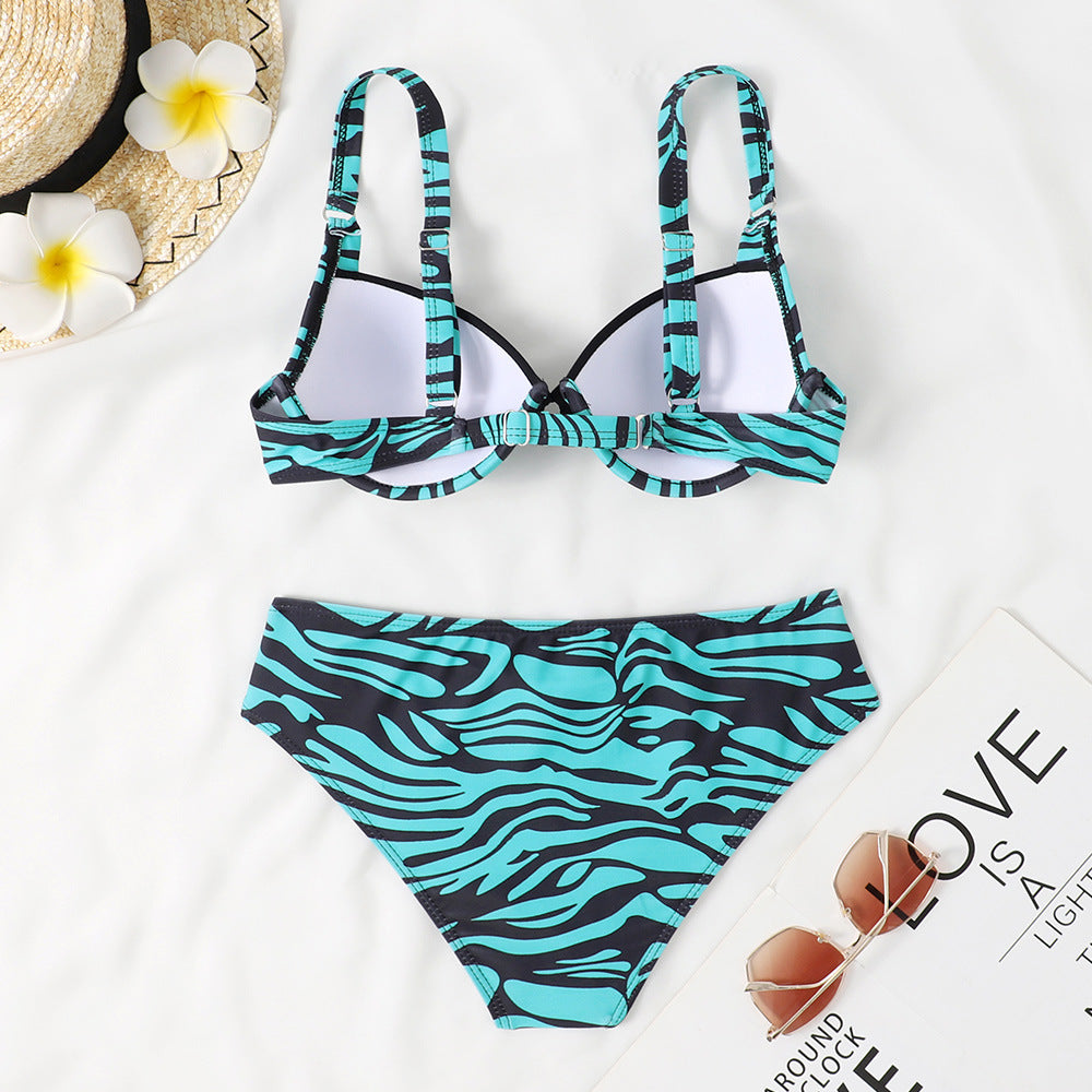 Damen Bikini-Set mit modernem Tierdruck und formendem Push-Up-Oberteil Echo Archiv