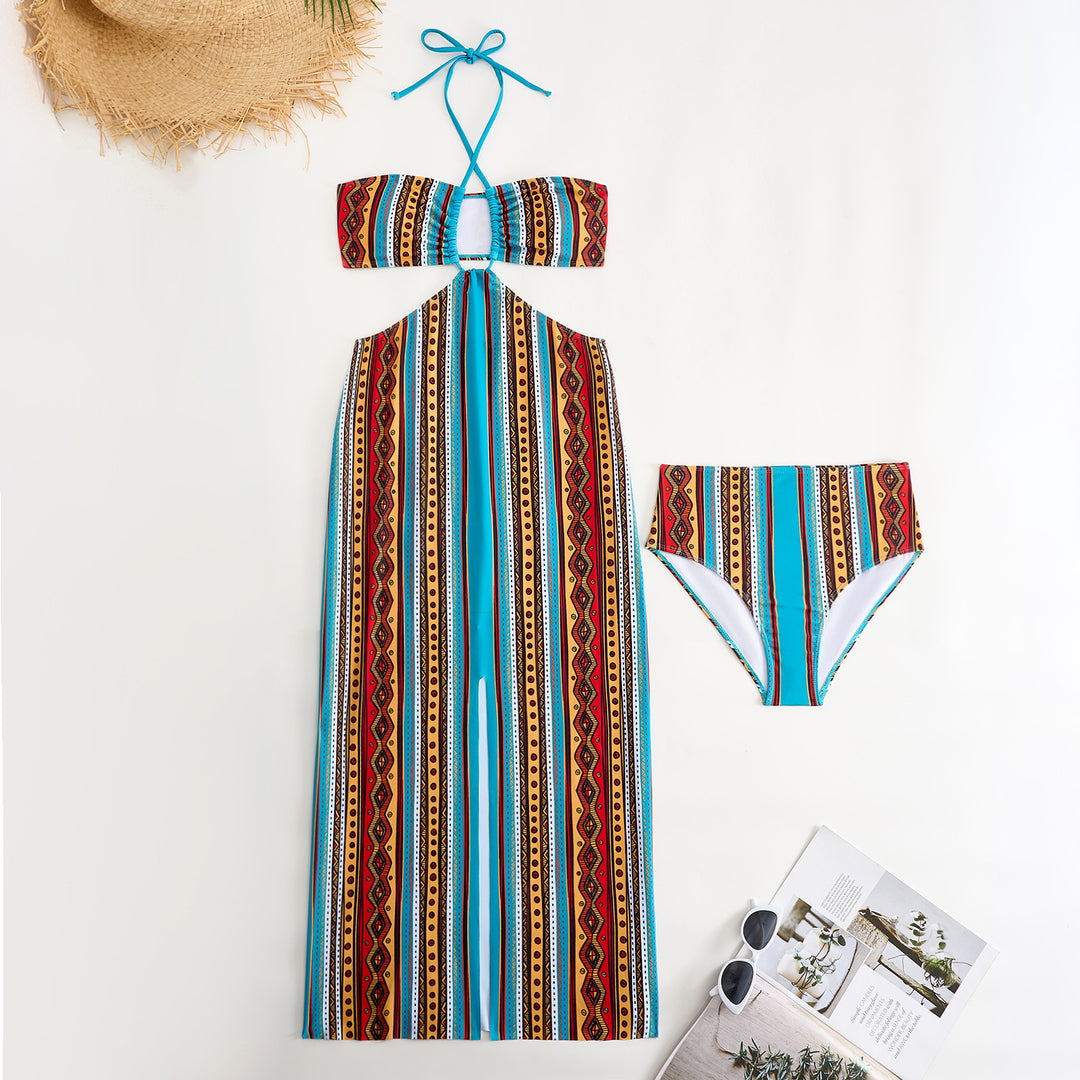 Damen Bikini-Set mit Bandeau-Oberteil und passendem Pareo Echo Archiv