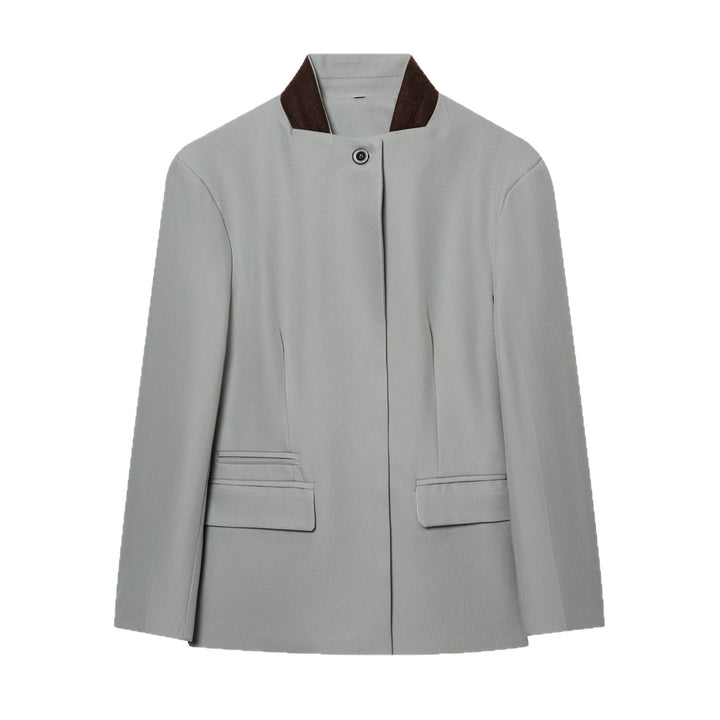 Damen Kurzblazer im minimalistischen Clean‑Look mit Stehkragen und verdeckter Knopfleiste Echoarchiv