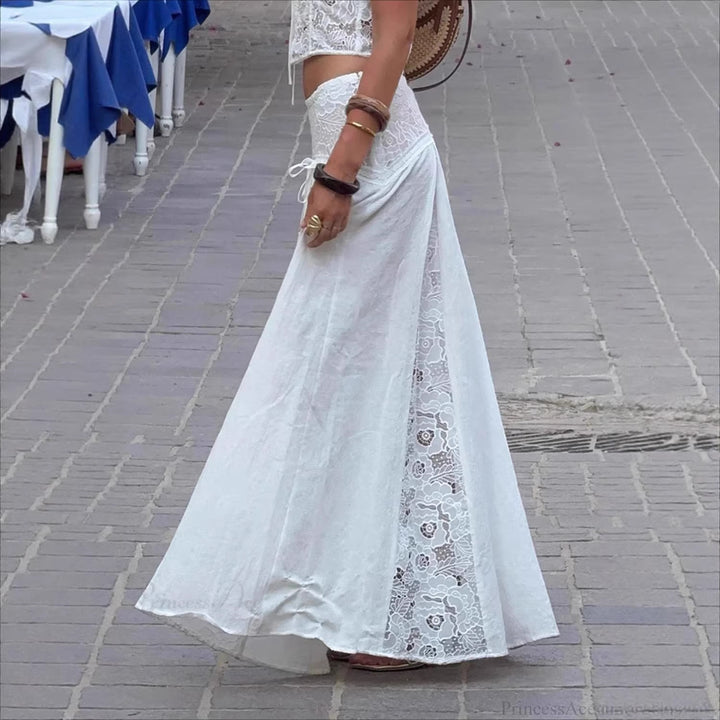 Damen Maxi-Rock mit elegantem Spitzen-Design und seitlichen Bändern Echo Archiv