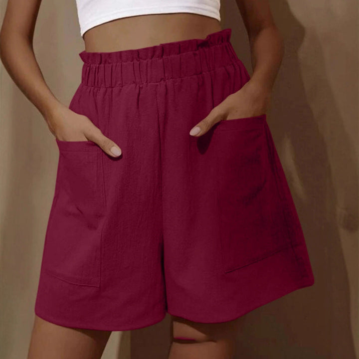 Damen lässige Leinen-Shorts mit elastischem Taillenzug und praktischen Seitentaschen Echoarchiv