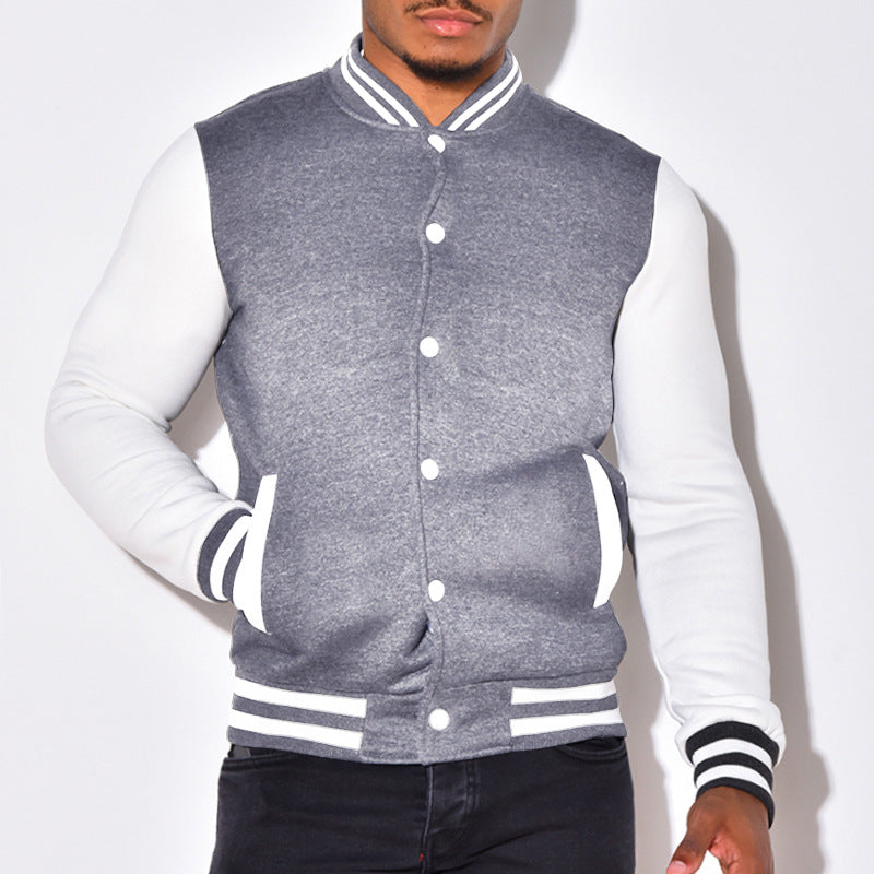 Herren sportliche Collegejacke mit kontrastierenden Ärmeln und Druckknöpfen Echoarchiv