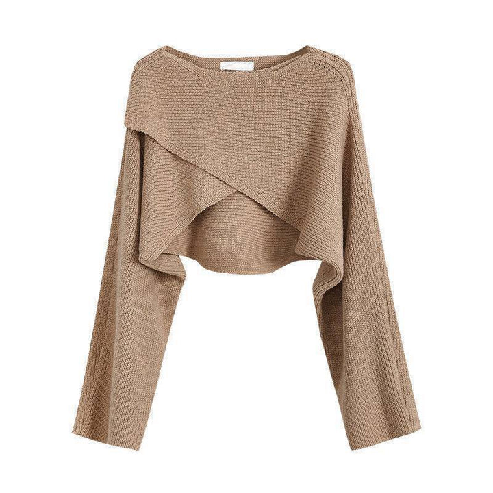 Damen lässiger Cropped-Pullover mit asymmetrischem Schnitt und strukturierter Oberfläche Echoarchiv