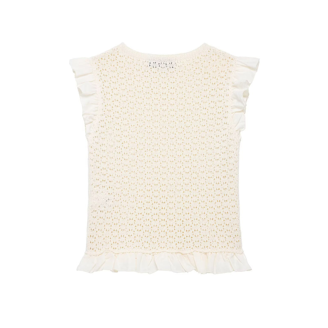 Damen Rüschenshirt mit feiner Lochstickerei und gerafftem Saum Echo Archiv