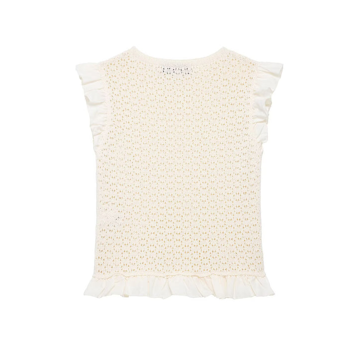 Damen Rüschenshirt mit feiner Lochstickerei und gerafftem Saum Echo Archiv