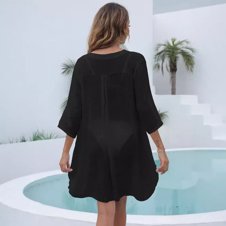 Damen legeres Strandkleid mit verschlusslosem V-Ausschnitt Echo Archiv