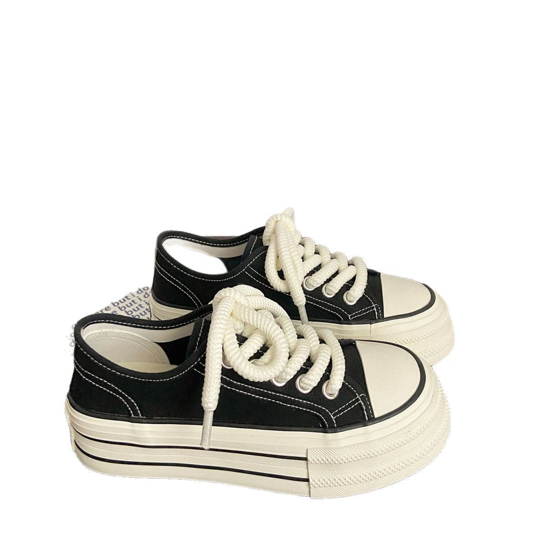 Damen Fashion Plateau Sneakers mit robustem Obermaterial und gestreiftem Sohlenprofil Echo Archiv