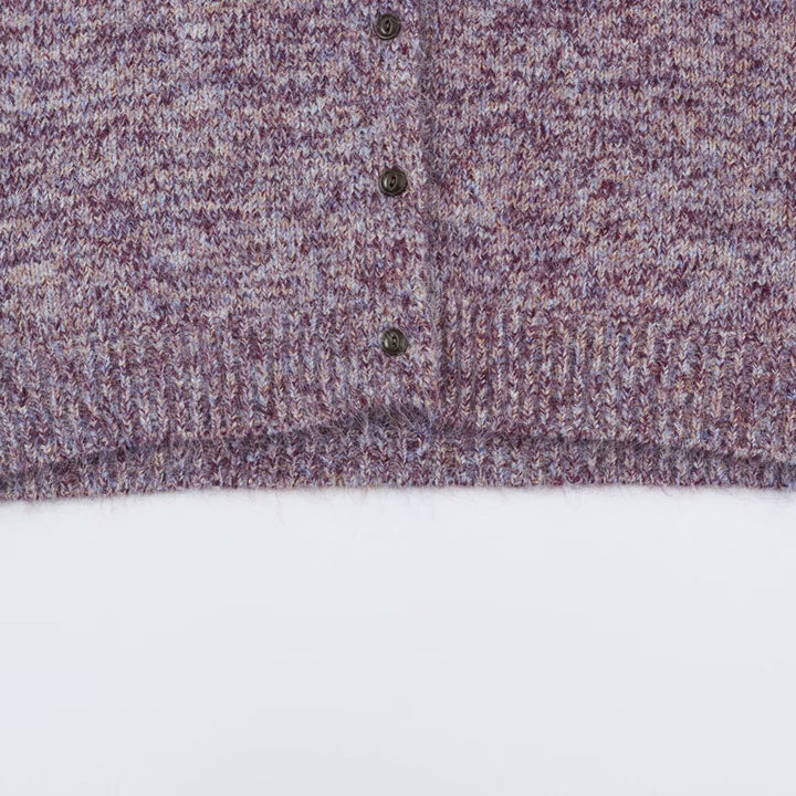 Damen Grobgestrickter Cardigan mit hohem Rollkragen und durchgehender Knopfleiste Echoarchiv
