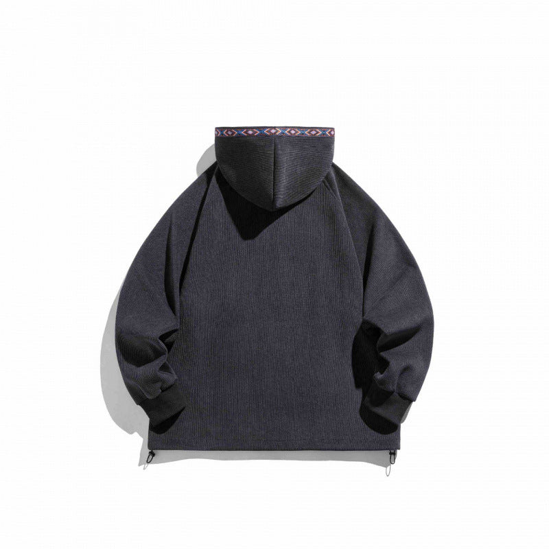 Unisex Oversize-Kapuzenjacke mit Reißverschluss und gewebten Zierbändern Echo Archiv