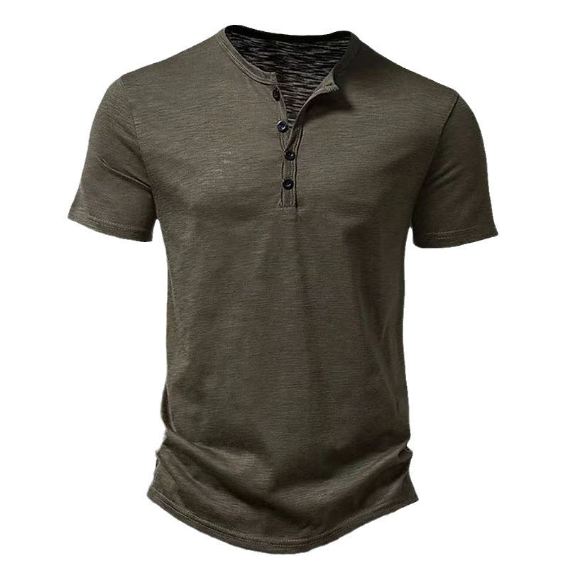 Herren Freizeit Kurzarm Henley Shirt mit Knopfleiste Echoarchiv