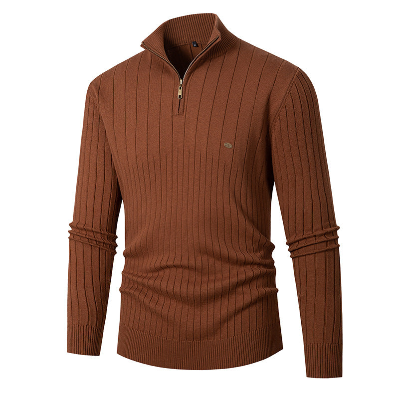 Herren Pullover mit modernem Reißverschluss und Rippenstruktur Echoarchiv
