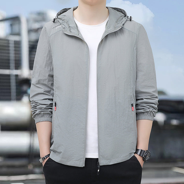 Herren Leichte Windbreaker-Jacke mit verstellbarer Kapuze Echo Archiv