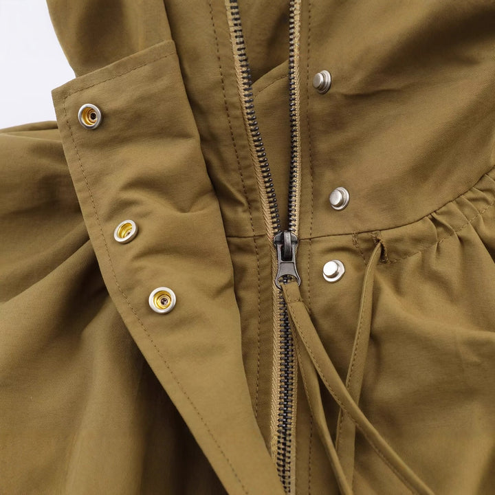 Damen Weitgeschnittene Übergangsjacke mit Tunnelzugkragen und ballonförmigem Saum Echoarchiv