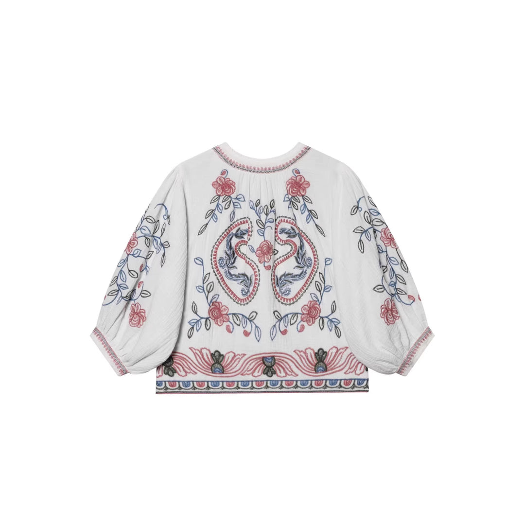 Damen Gestepptes Kimono-Jäckchen mit floraler Stickerei Echo Archiv