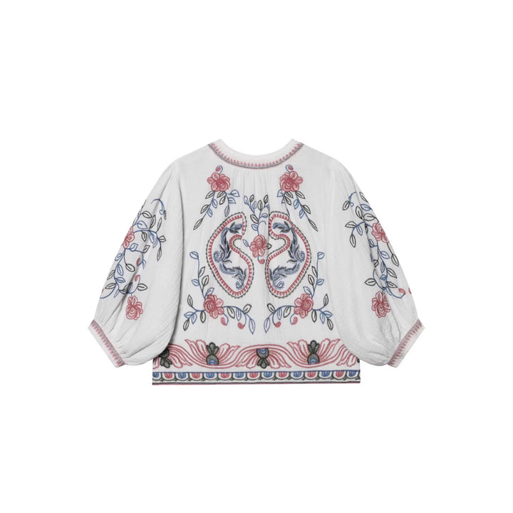 Damen Gestepptes Kimono-Jäckchen mit floraler Stickerei Echo Archiv