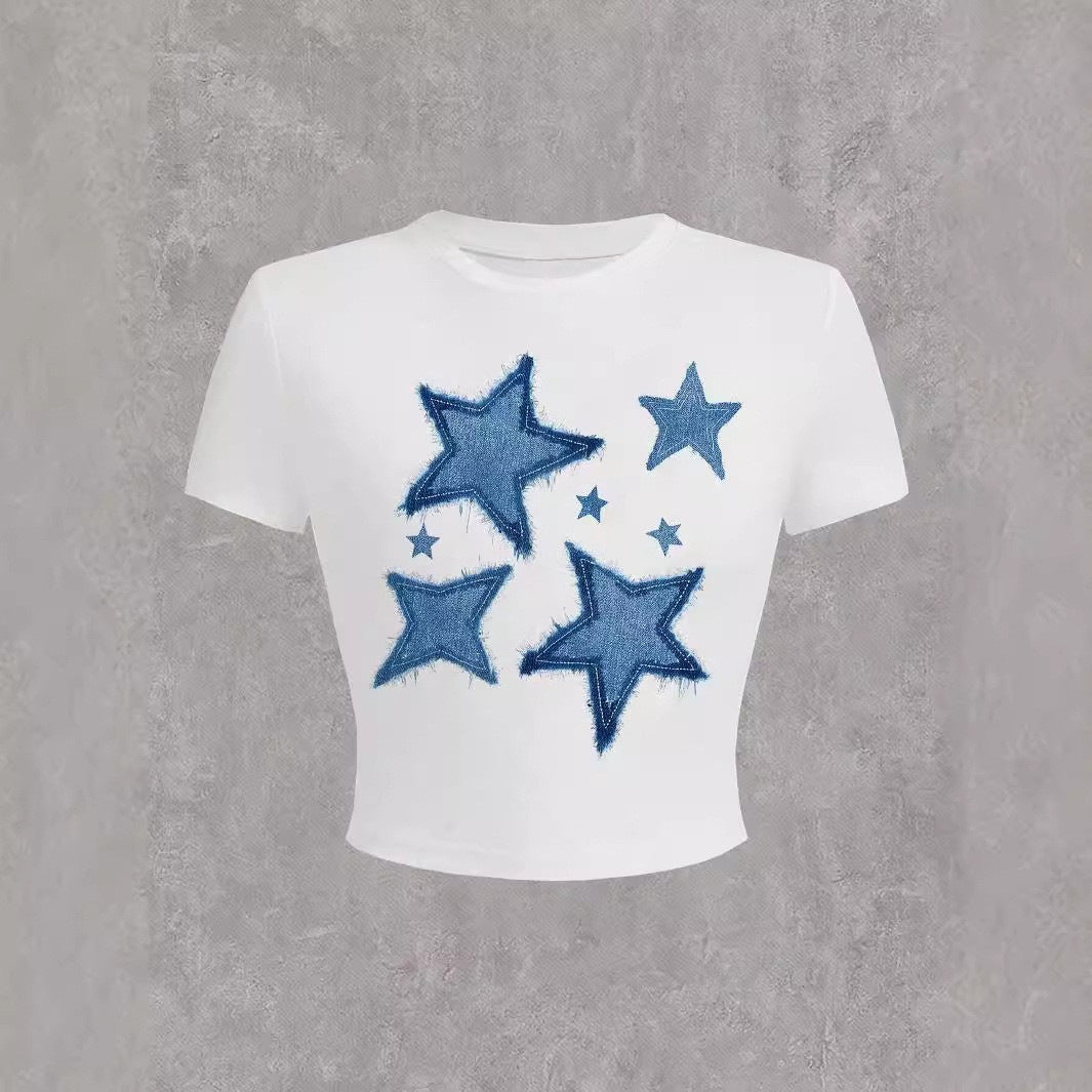 Damen Kurzarm T-Shirt mit auffälligem Motorrad-Design Echo Archiv