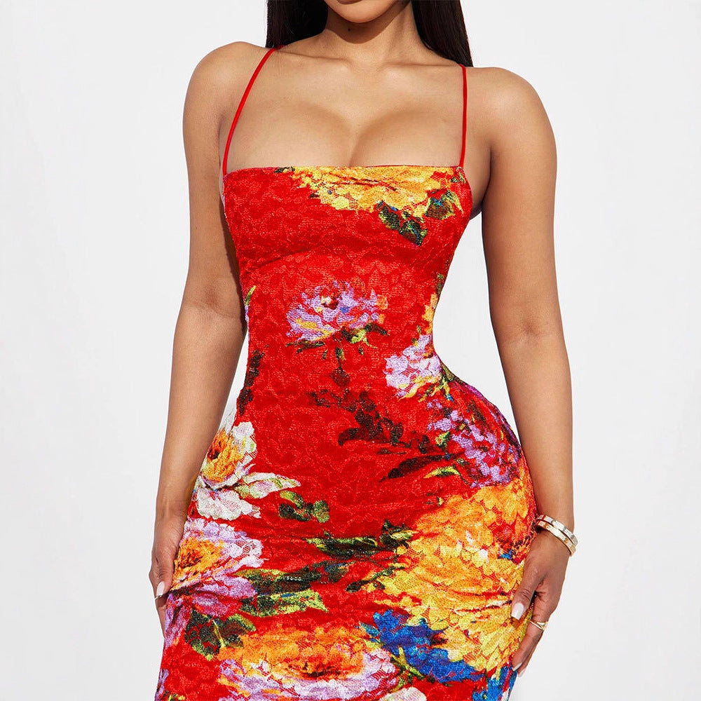 Damen Elegantes Spitzenkleid mit floralen Akzenten und verstellbaren Trägern Echo Archiv