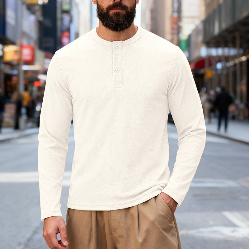 Herren nan Thermo-Henley-Langarmshirt mit Waffelstruktur, Rundhalsausschnitt und Knopfleiste Echo Archiv