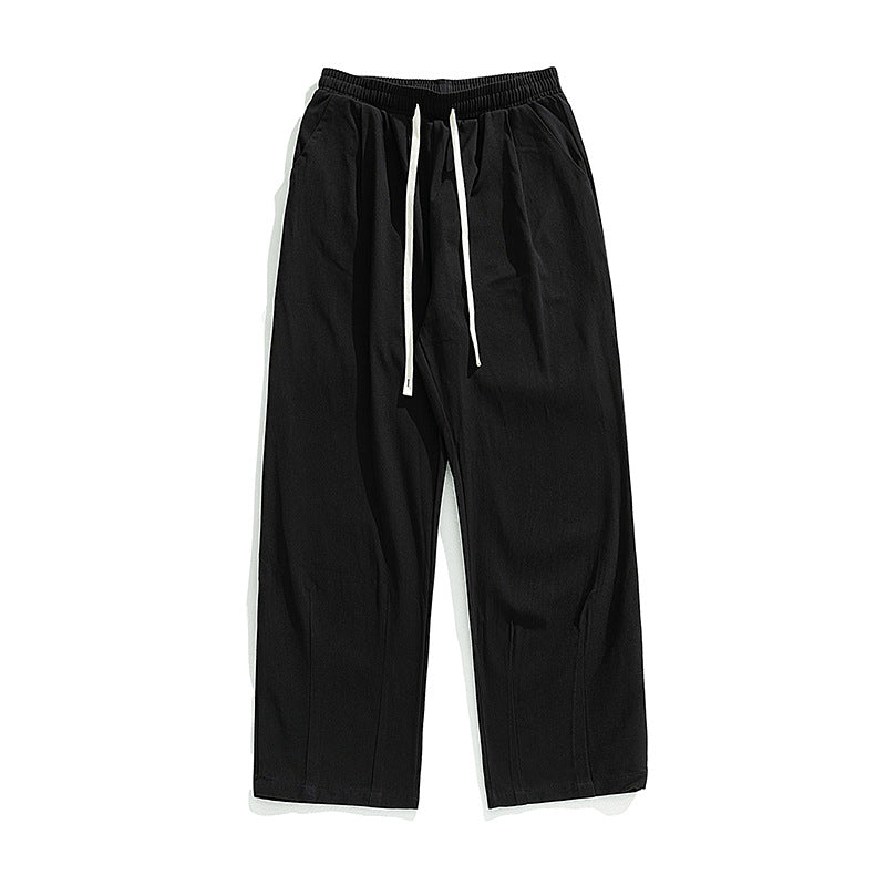 Unisex Locker geschnittene Baumwoll‑Leinen Freizeit‑Hose mit elastischem Kordelzugbund und Seitentaschen Echo Archiv