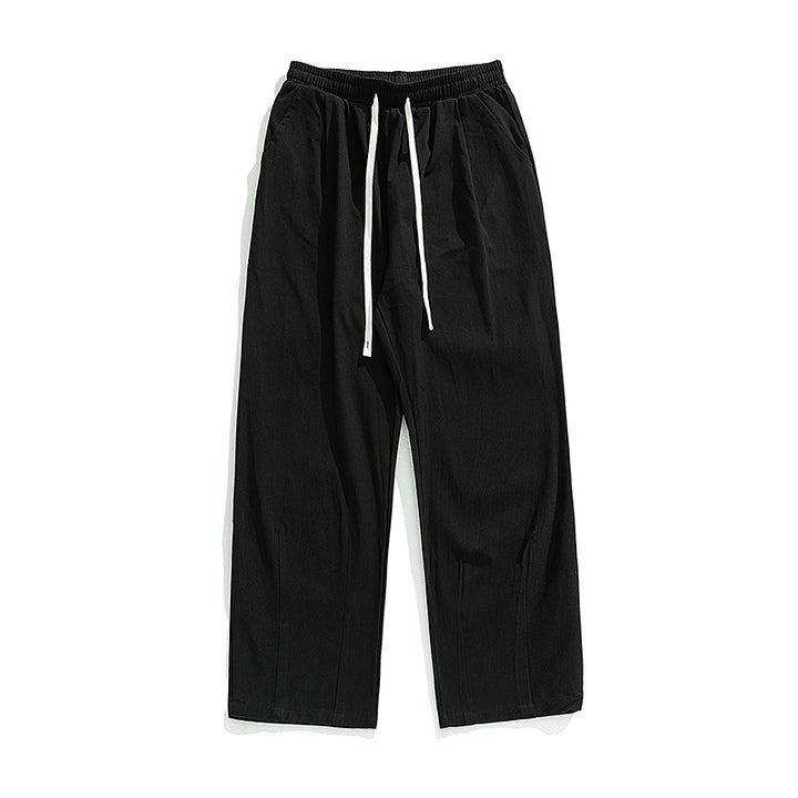 Unisex Locker geschnittene Baumwoll‑Leinen Freizeit‑Hose mit elastischem Kordelzugbund und Seitentaschen Echo Archiv