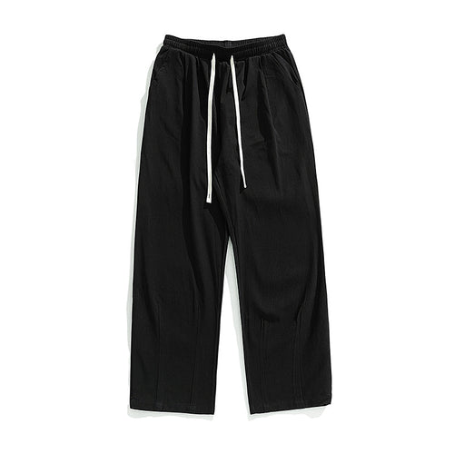 Unisex Locker geschnittene Baumwoll‑Leinen Freizeit‑Hose mit elastischem Kordelzugbund und Seitentaschen Echo Archiv