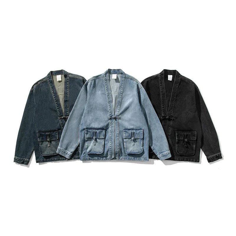 Damen Modische Denim Jacke mit Taschen – Denévia