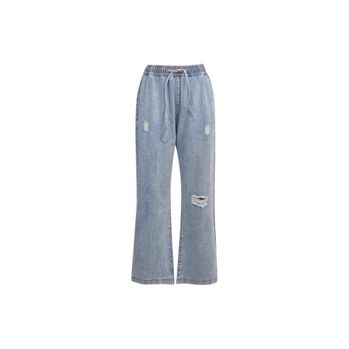 Damen lässige weite Denim-Hose mit elastischem Bund Echo Archiv