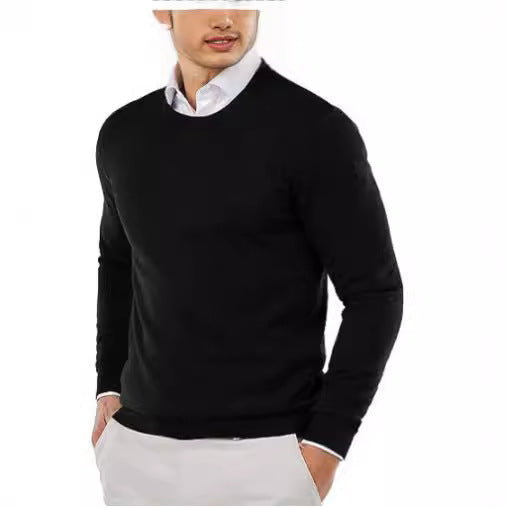 Herren eleganter Rundhals-Pullover aus feiner Baumwolle Echoarchiv