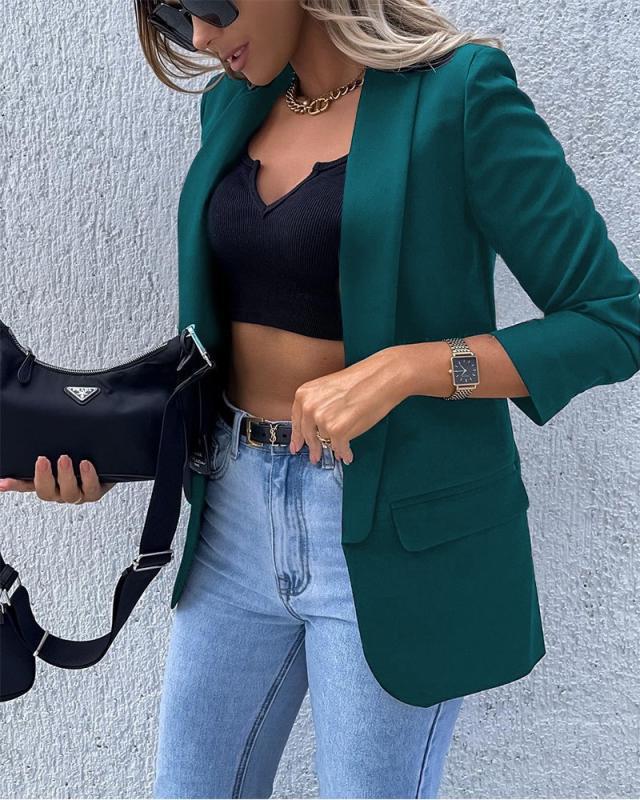 Damen Gemusterter Longblazer mit Kettenmuster, taillierter Silhouette und Pattentaschen Echoarchiv