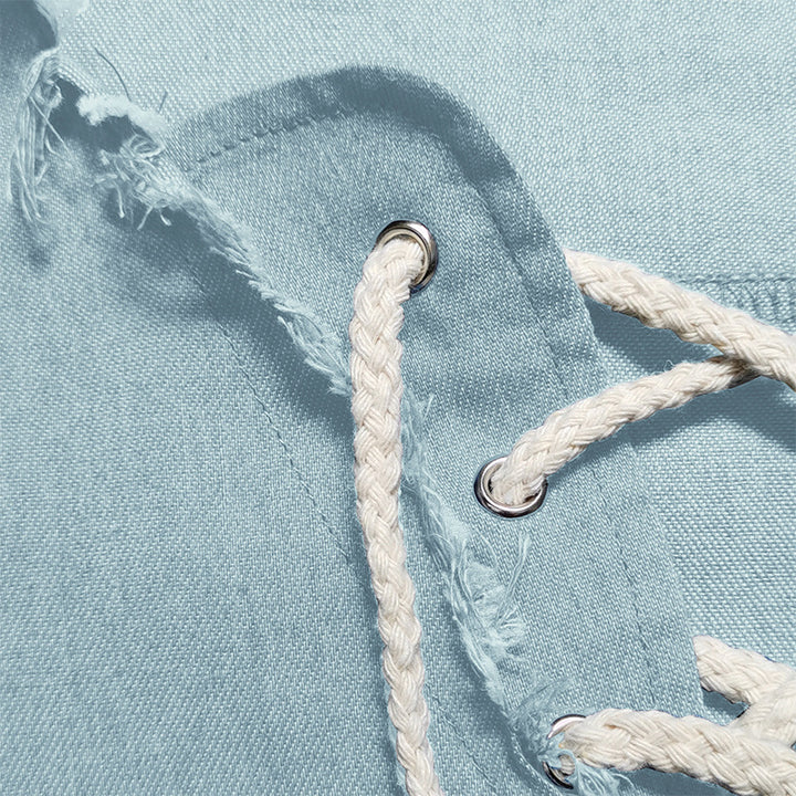 Herren lässiges Kurzarmshirt mit Kordelzug und modischem V-Ausschnitt Echoarchiv