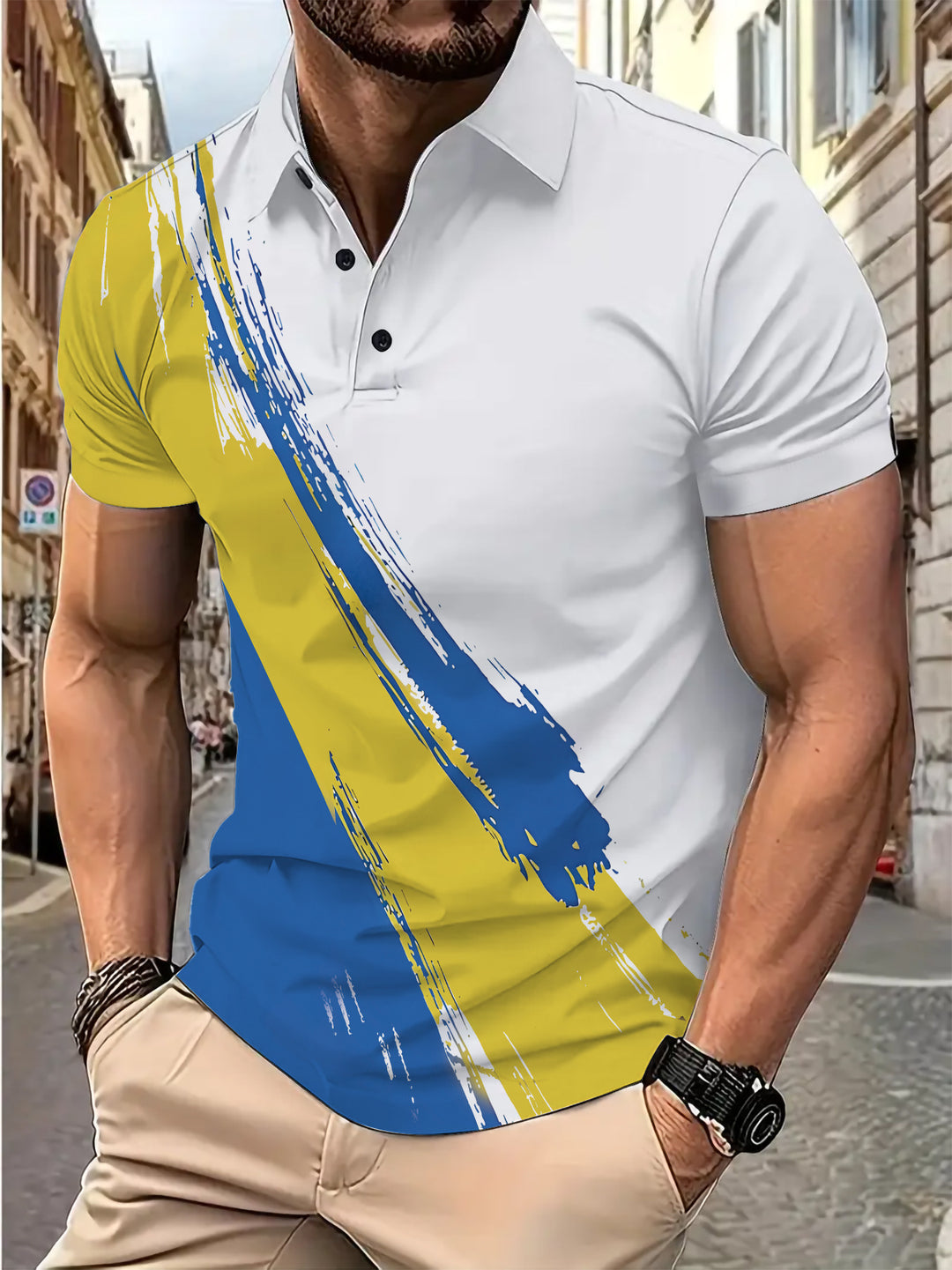 Herren Premium Poloshirt mit dynamischem Farbverlauf Echoarchiv